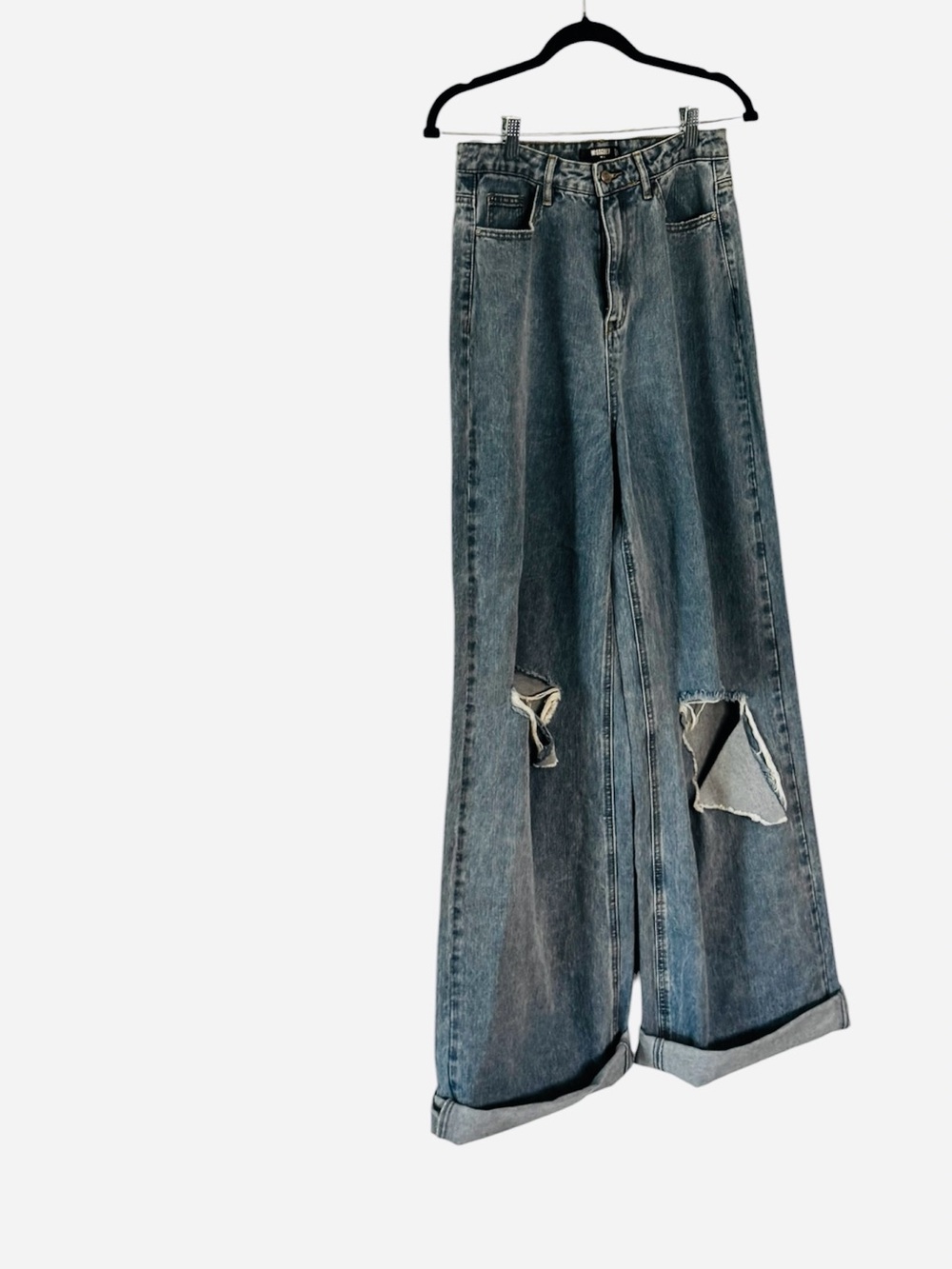 High Rise Wide-Leg Distressed Ripped Jeans - Picture 2 of 3